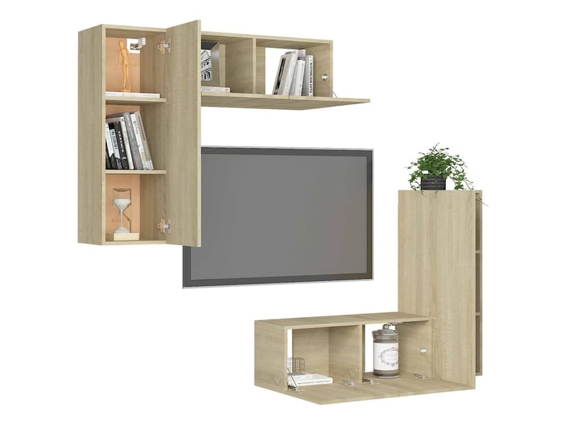  Ensemble de meubles tv 4 pcs chêne sonoma bois d'ingénierie shl59136  - Conforama C