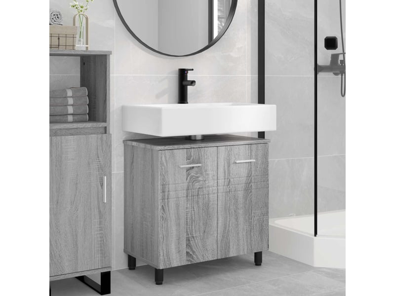 Unité de vanité de salle de bain, meuble de rangement sonoma gris 60x35x60 cm shl5214  - Conforama B