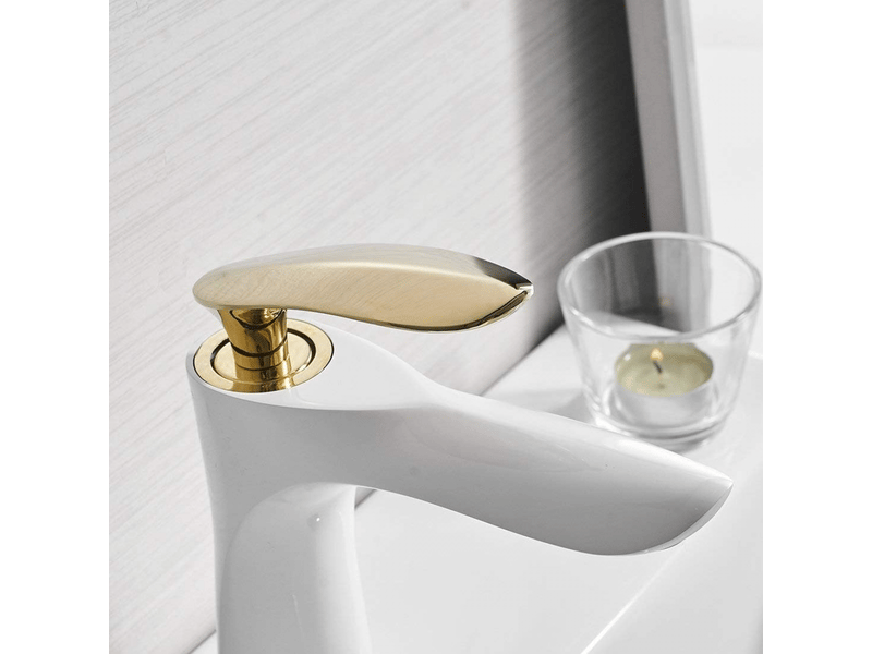 Robinet de salle de bain monocommande, mitigeur, réglable, eau chaude et froide, blanc - Conforama C