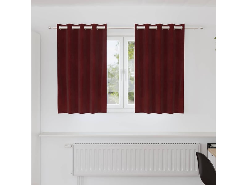  Lot de 2 rideaux, rideaux de fenêtre bordeaux 140 x 140 cm velours cf44000  - Conforama B