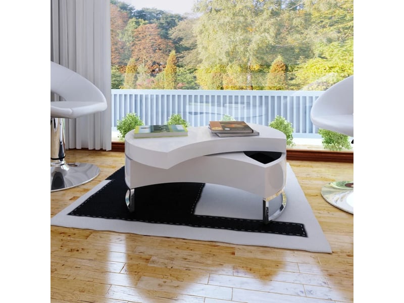  Table basse | table d'appoint salon à forme réglable blanc brillant  - Conforama B