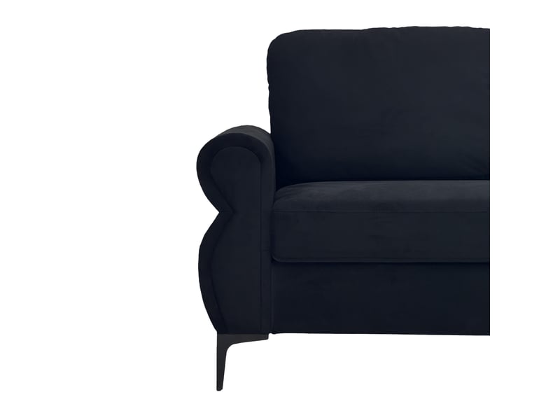  Canapé droit 2 places noir, structure métallique et bois massif, revêtement en tissu polyester respirant, idéal pour petits espaces  - Conforama W