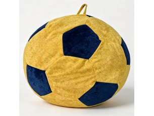 Fauteuil pouf rond pour adultes et adolescents, garnissage moelleux à mémoire de forme en flanelle bleu et jaune