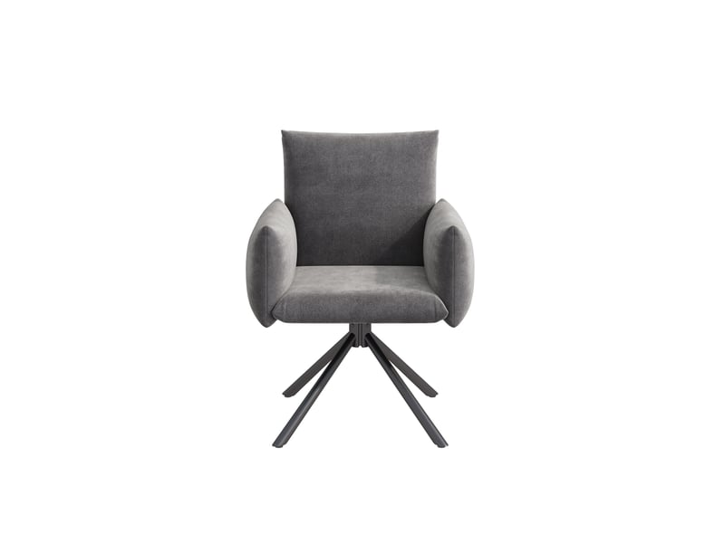  Lot de 6 chaises 60x60x88 cm, pivotantes 360°, velours gris, assises rembourrées, appui lombaire, pieds métalliques  - Conforama A