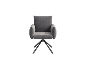 Lot de 6 chaises 60x60x88 cm, pivotantes 360°, velours gris, assises rembourrées, appui lombaire, pieds métalliques