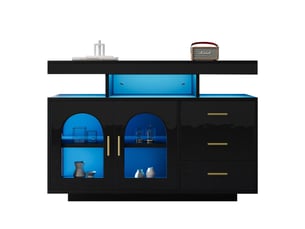 Buffet 2 porte(s)  3 tiroir(s) ULQENI  - 120 cm coloris noir 