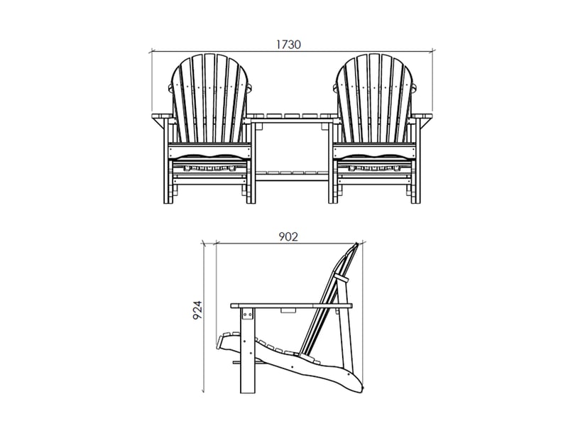  Axi | valerie chaise de jardin, table intégrée, bois naturel, 175 cm | transat, 2 personnes | salon exterieur | fabriqué en eu, epicéa  - Conforama C