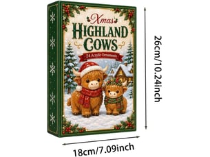 Calendrier de l'avent 2026 vache highland, 24 décorations en acrylique – ornements de noël à suspendre