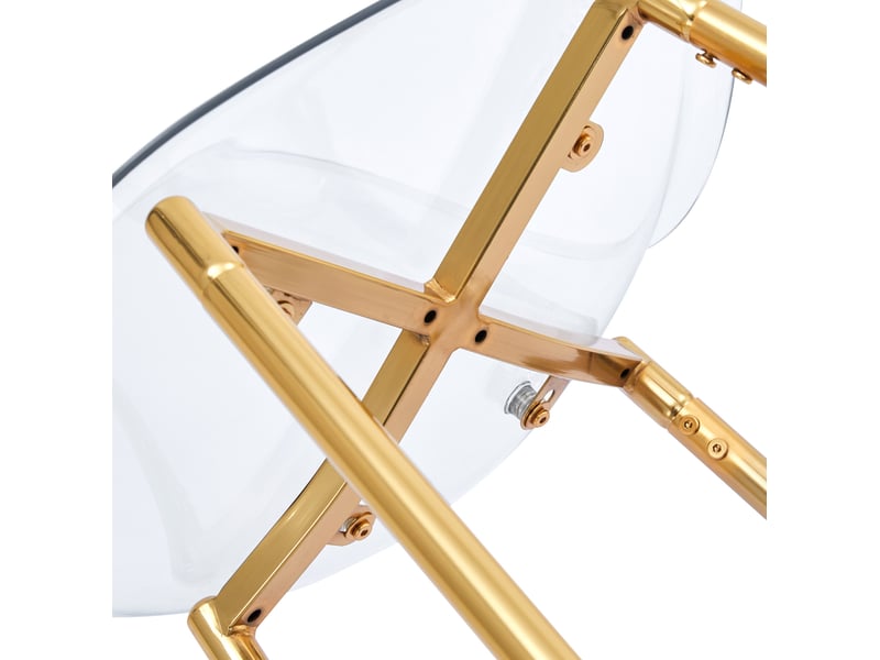  Lot de 4 tabourets de bar 43x50x101 cm transparents, chaise de bar, design moderne, cuisine et bar, métal, pu, doré  - Conforama E