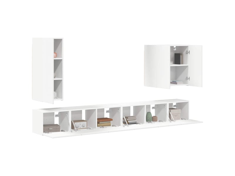  Ensemble de meuble tv - banc tv - meuble de rangement mural 6 pcs blanc  - Conforama C