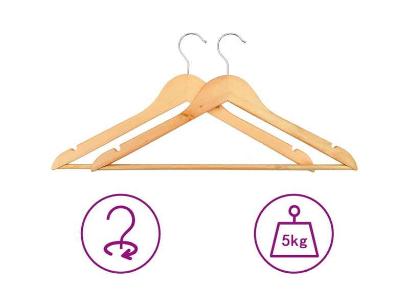  Vidaxl – cintres antidérapants en bois dur – lot de 20 – crochets rotatifs 360° – rainures anti-glisse pour vêtements  - Conforama D