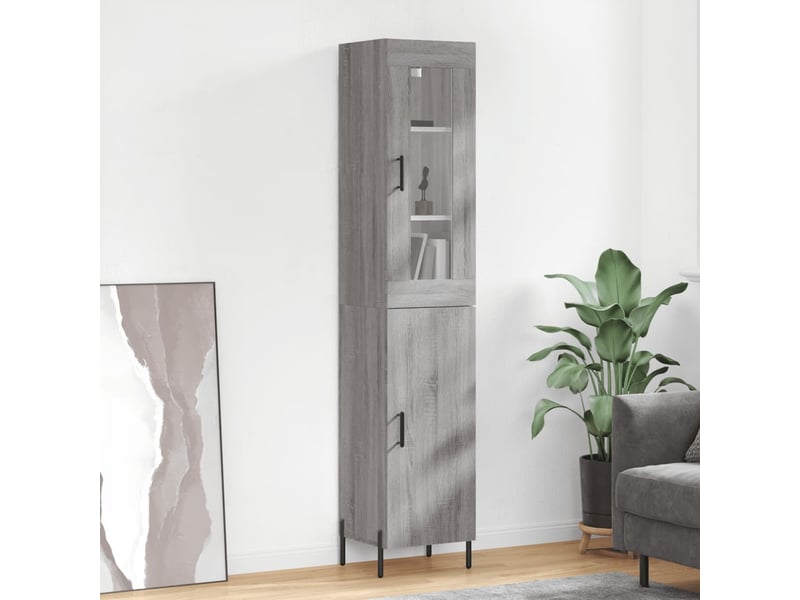  Buffet haut - bahut - meuble de rangement sonoma gris 34,5x34x180 cm bois d'ingénierie  - Conforama B