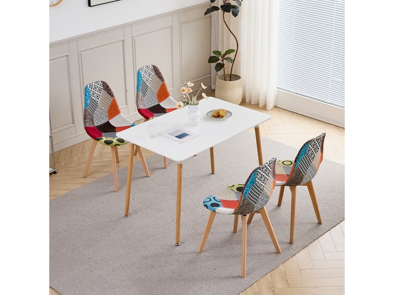 Lot de 4 chaise de salle à manger patchwork(rouge) - vintage - pieds en hêtre - Conforama B