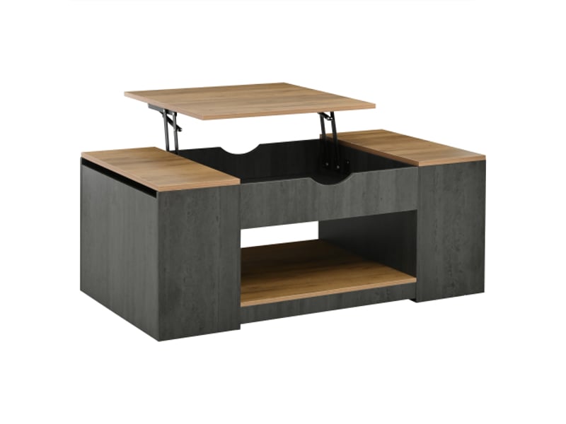  Table basse moderne à fonction relevable 109,5 cm | structure grise et rangement sous le plateau  - Conforama A