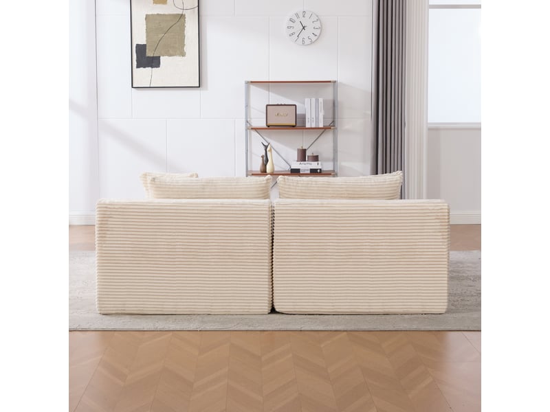  Canapé modulaire en tissu - tissu chenille doux - rembourrage mousse haute élasticité 30d - fond antidérapant Ivoire - Conforama E