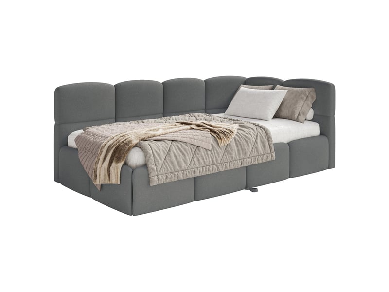 Selsey cloudy - lit rembourré - 170x185 cm - chenille gris foncé - côté droit Cloudy - Conforama A