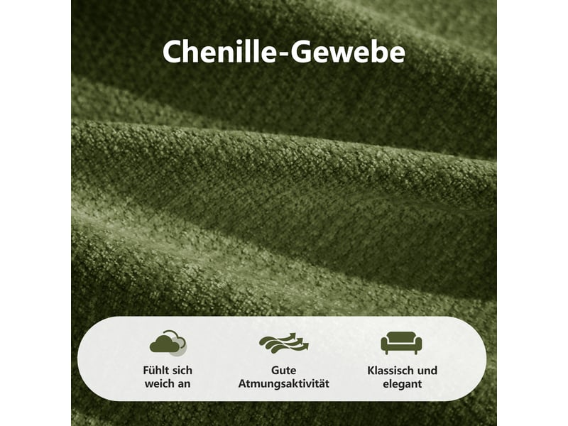  Canapé panoramique modulable 3 places en chenille vert – 264 x 160 x 68 cm Fay Lum - Conforama E
