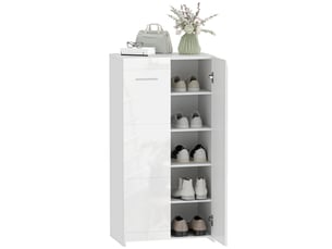 Meuble à chaussures 10 paires, armoire à chaussures à haute brillance 5 niveaux, étagères réglables, 55x36x108cm, blanc