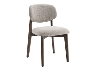 Carmen - chaise en tissu beige et chêne massif foncé
