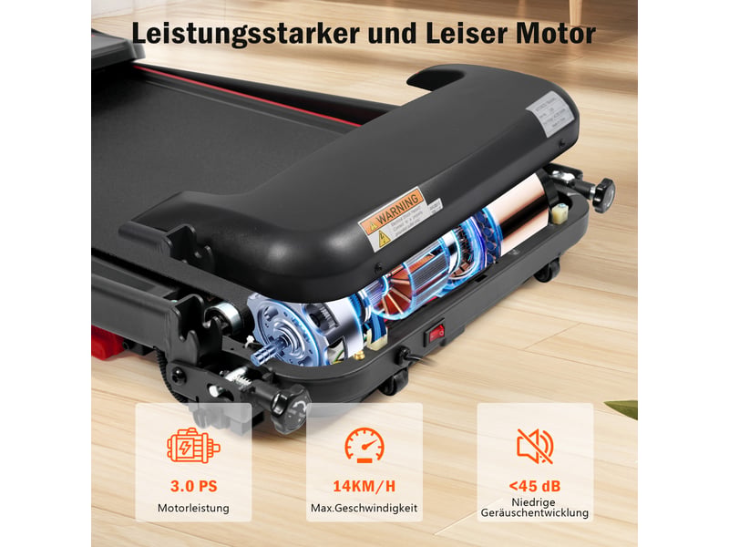  Tapis de course pliable 3 cv, 14 km/h, inclinaison 8 %, bluetooth, 120 kg  - Conforama E