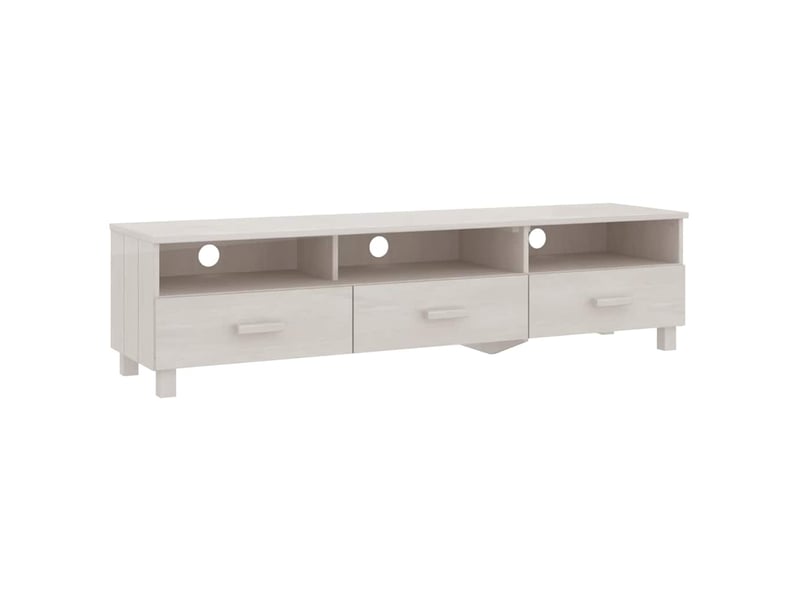  Meuble tv - banc tv - meuble de rangement hamar blanc 158x40x40 cm bois massif de pin  - Conforama A