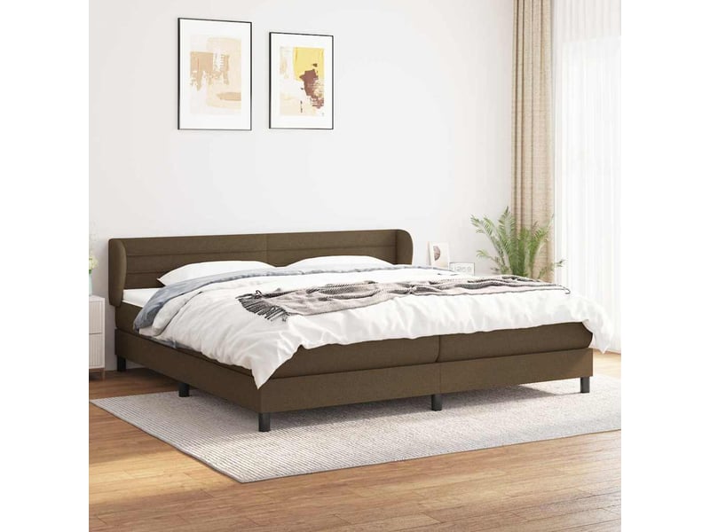  Sommier lattes matelas marron foncé confortable robuste lit 200x200cm chambre adulte maison  - Conforama B