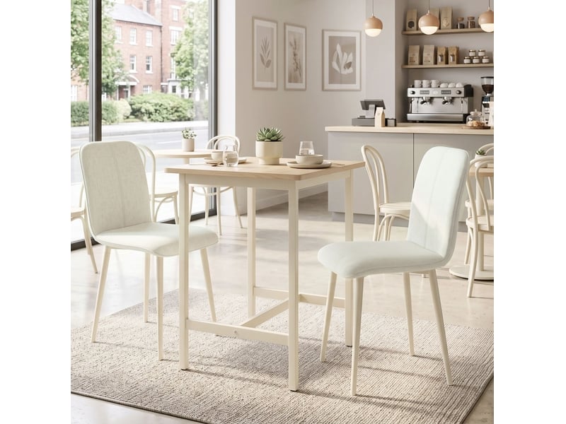  Lot de 2 chaises de salle à manger rembourrées 42x57x85 cm blanc crème  - Conforama D