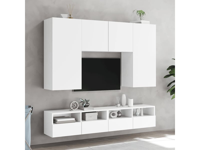  Meubles tv - banc tv - meuble de rangement muraux 2 pcs blanc 100x30x30 cm bois d'ingénierie  - Conforama D