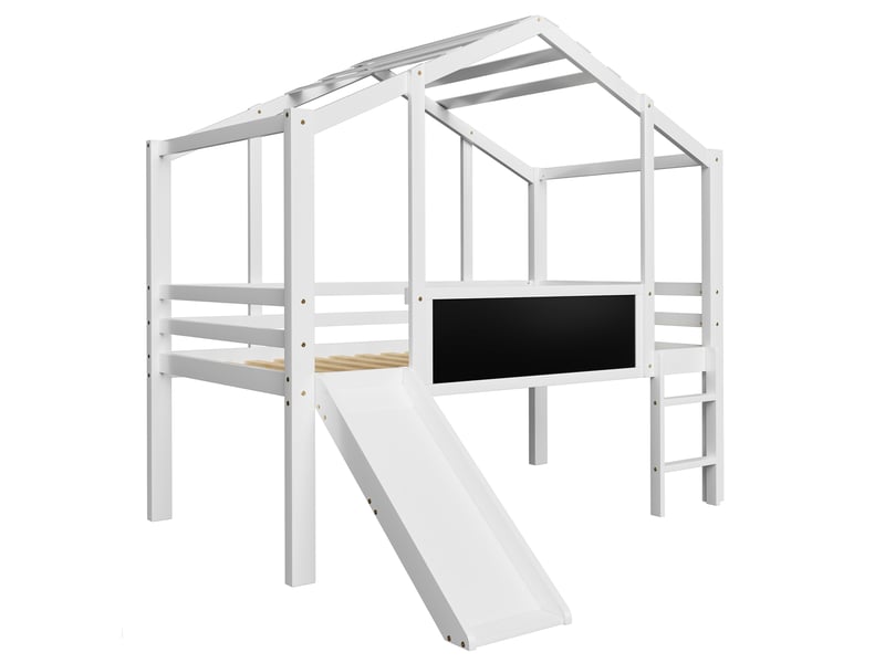 Lit mezzanine 90 × 200 cm avec toboggan en bois massif - blanc C-CRAFTLINK - Conforama E