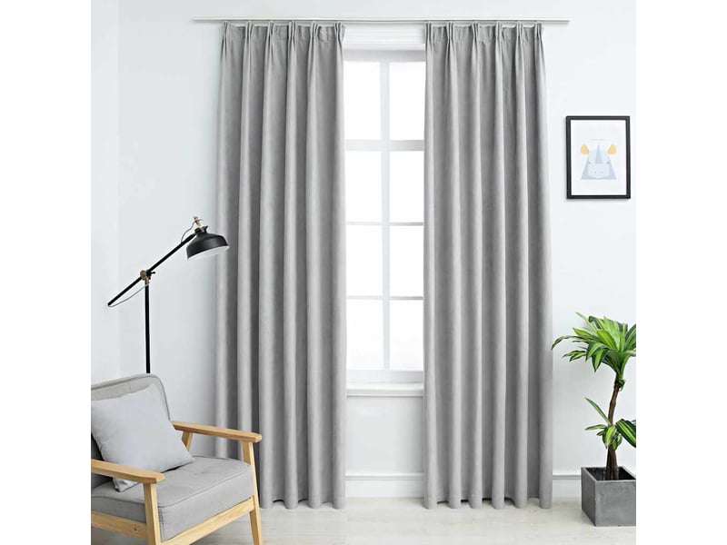  Lot de 2 rideaux occultants, rideaux black-out avec crochets gris 140x175 cm cf44876  - Conforama B