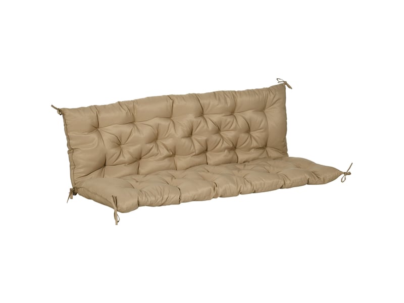 Coussin de banc 3 places 150 x 98 x 8 cm en polyester beige avec 6 liens, pour intérieur et extérieur - Conforama A