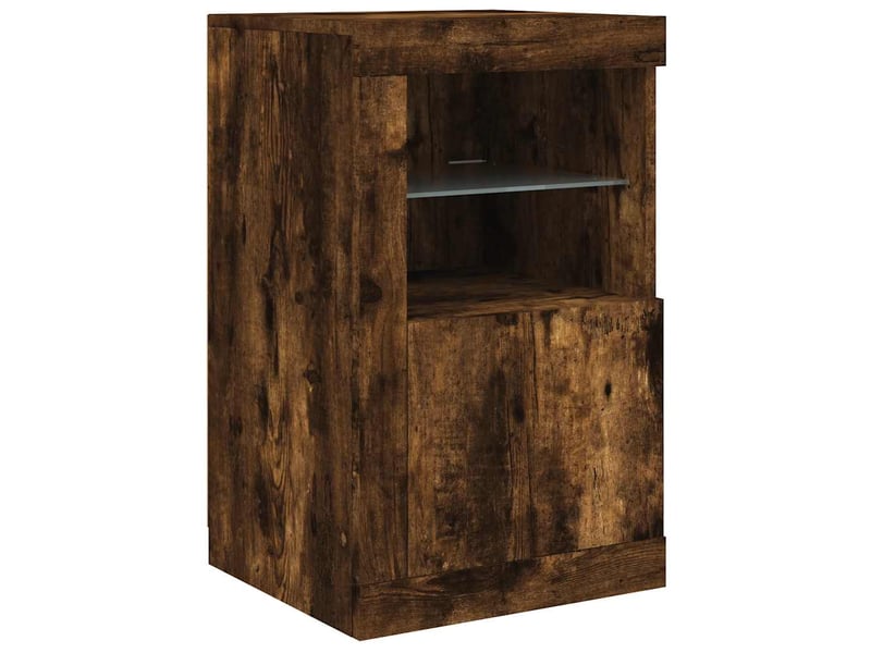  Armoire latérale avec lumières led chêne fumé bois d'ingénierie shl3759  - Conforama A