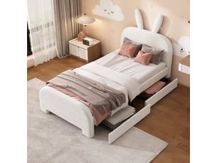 Lit avec rangement 90x200 cm WISHDOR coloris blanc