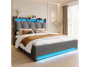Lit coffre 160x200 cm    coloris gris