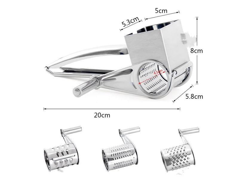  Moulin à râpe fromage 3 tambours inox 20x5.8x8cm  - Conforama B