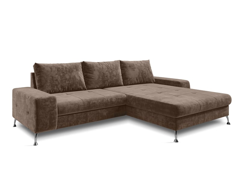  Canapé d’angle artemia marron clair velours 275 cm convertible avec coffre droite Artemia - Conforama A
