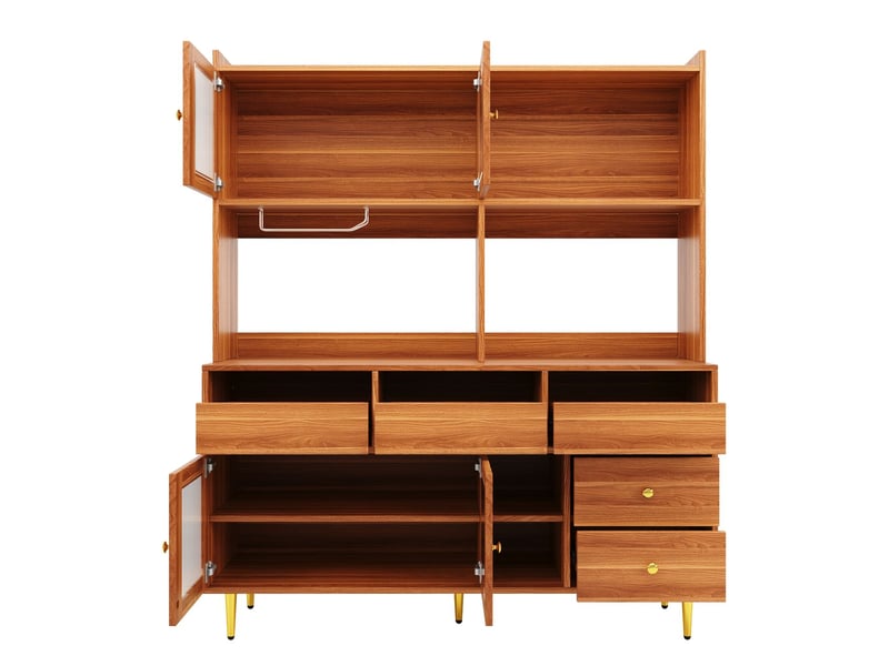  Buffet haut 140x40x170, design moderne avec portes vitrées et rangement buffet salle à manger  - Conforama A