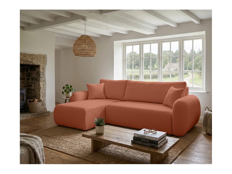  Alya - canapé d'angle convertible et réversible 3 places en bouclette  - Conforama B