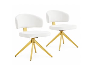Lot de 2 chaises de salle à manger pivotantes,45x50,5x77 cm,similicuir,blanc