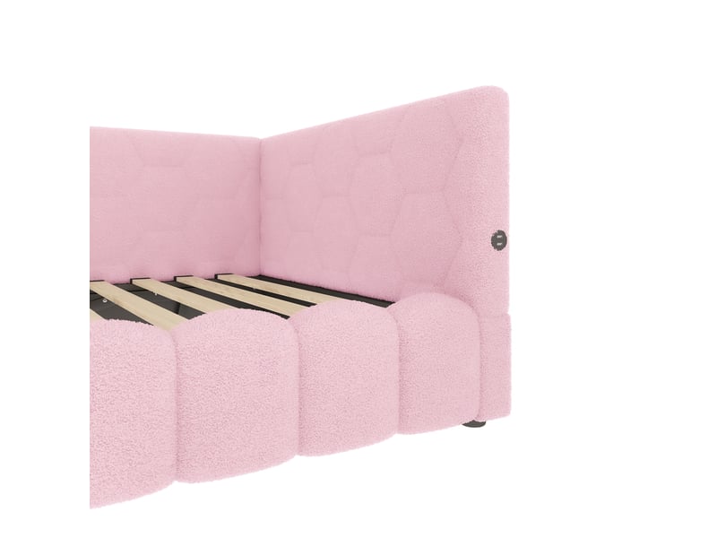 Lit banquette 90x200 rose avec éclairage led - lit coffre hydraulique velours avec ports usb - Conforama W