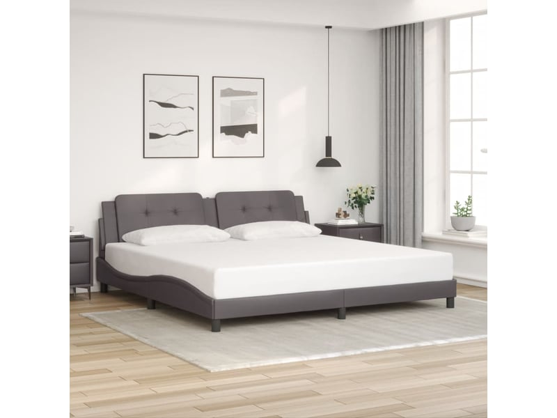 Lit double- lit adulte - cadre de lit avec led sans matelas zadar gris 200x200 cm - Conforama C