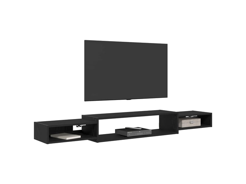  Meuble tv - banc tv - meuble de rangement mural montage mural chêne noir 180 x 28 x 21 cm  - Conforama C