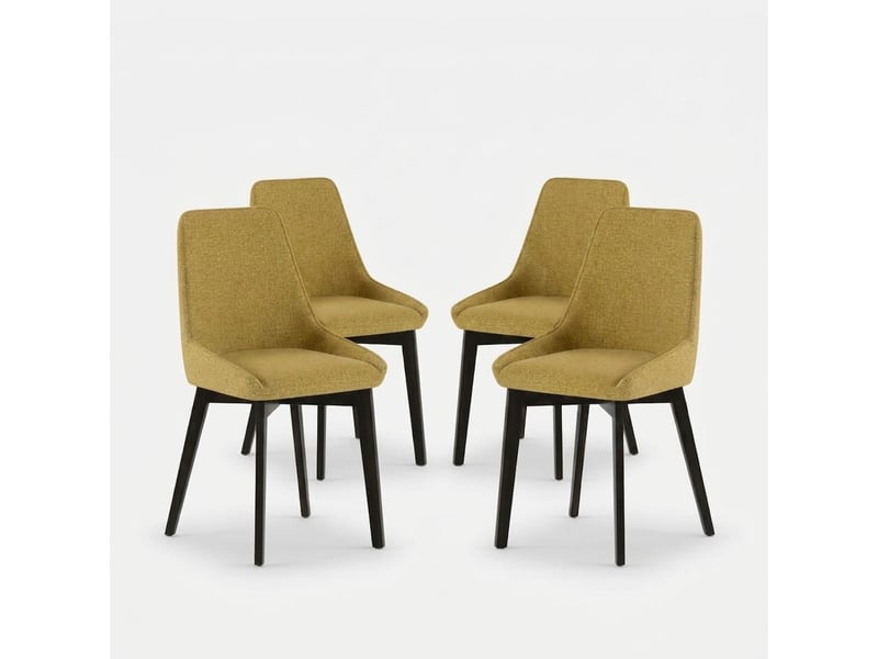  Lot de 4 chaises de salle à manger rembourrées en tissu erythea - jaune  - Conforama A