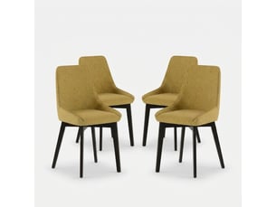 Lot de 4 chaises de salle à manger rembourrées en tissu erythea - jaune