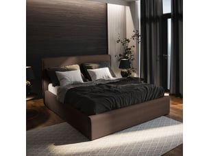 Lit coffre 200x200 cm <strong>MASSENO</strong> <strong></strong> coloris marron