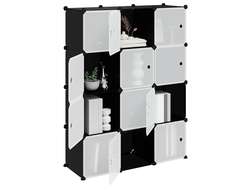 Cubes de rangement 12 pcs avec portes noir pp shl3262 - Conforama D