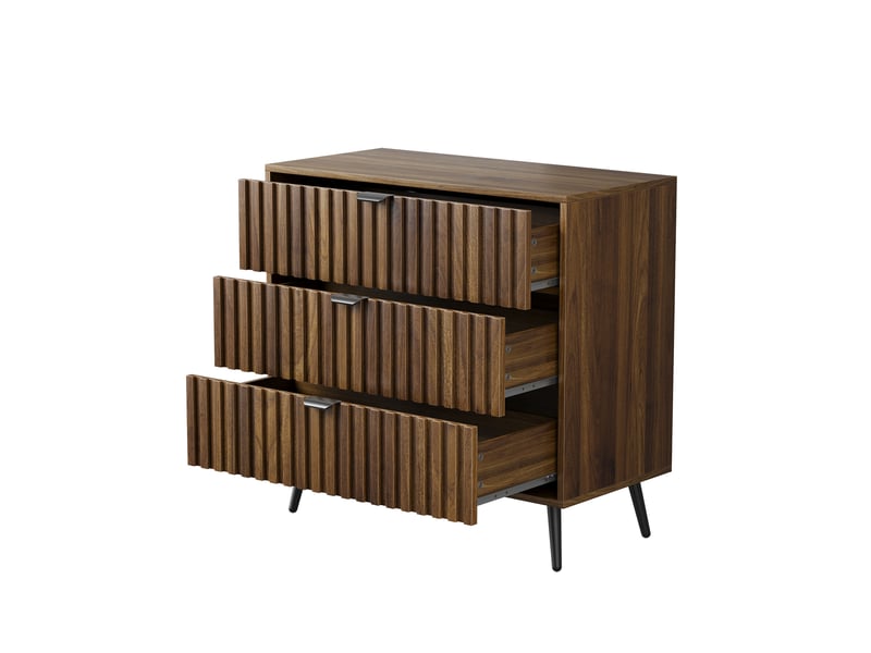  Commode 3 tiroirs en mdf – style moderne – noyer foncé – 80 x 39 x 78 cm  - Conforama A