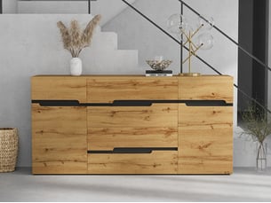 Buffet 2 porte(s)  4 tiroir(s) <strong>BGSRYAO</strong> <strong></strong> - 160 cm coloris marron 