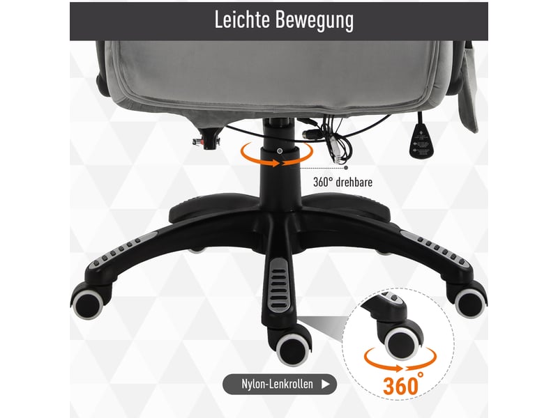  Fauteuil de bureau ergonomique,67x74x120 cm,avec massage et chauffage,gris  - Conforama E