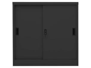 Armoire de bureau, meuble de rangement porte coulissante anthracite 90x40x90cm acier